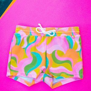 NWOT Show Me Your Mumu Barbie Todds Swim Suit Trunks 3-6m